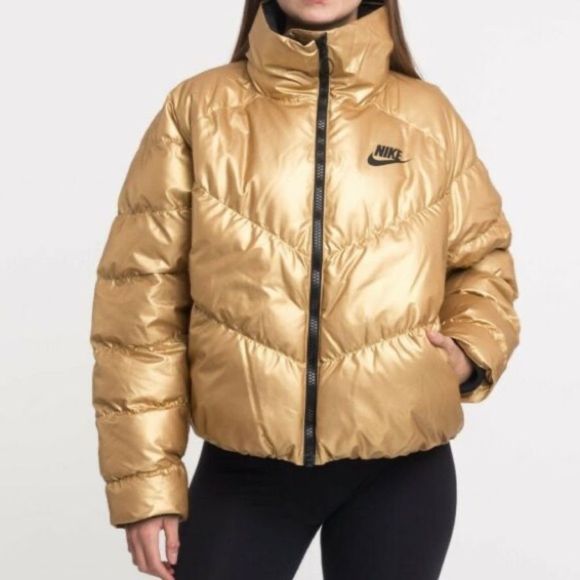 Nike Jackets & Blazers - NWT Nike Puffer Jacket Metallic Gold Size S